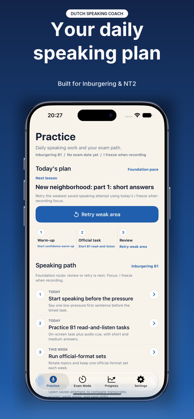 Persoonlijk dagelijks spreekplan in Dutch Speaking Exam Coach